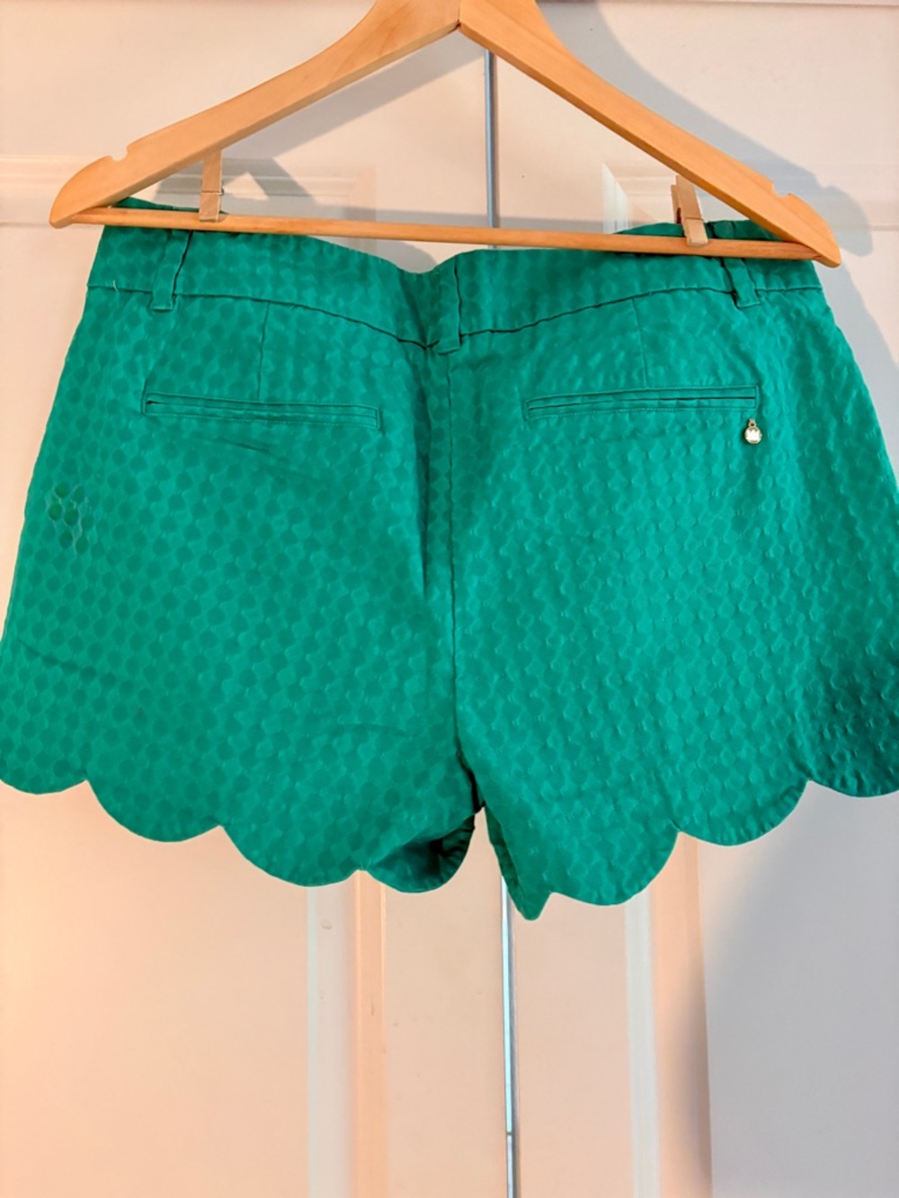 Green Scalloped Hem Shorts, Size 10P - Picture 7 of 12